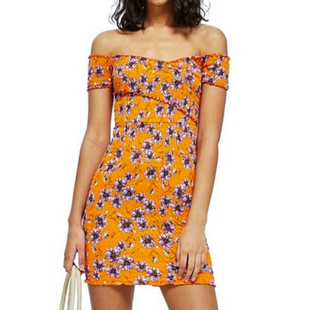 Topshop | Floral Smocked Mini Dress